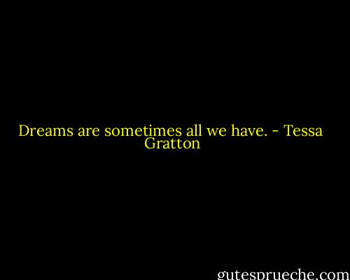 Dreams are sometimes all we have. - Tessa  Gratton