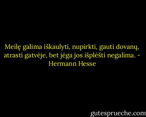 Meilę galima iškaulyti, nupirkti, gauti dovanų, atrasti gatvėje, bet jėga jos išplėšti negalima. - Hermann Hesse