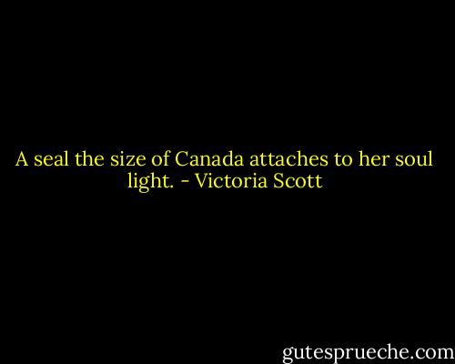 A seal the size of Canada attaches to her soul light. - Victoria Scott