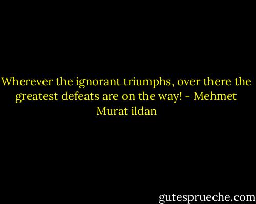Wherever the ignorant triumphs, over there the greatest defeats are on the way! - Mehmet Murat ildan