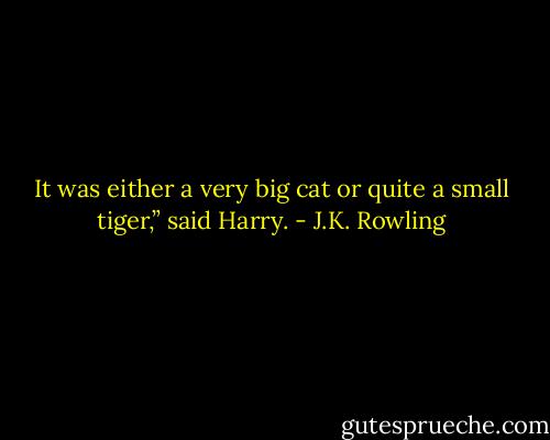 It was either a very big cat or quite a small tiger,” said Harry. - J.K. Rowling