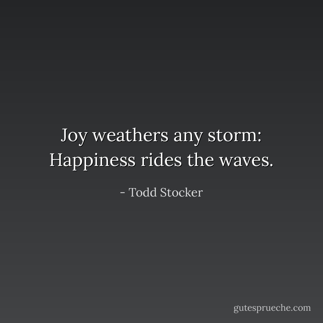 Joy weathers any storm: Happiness rides the waves. - Todd Stocker