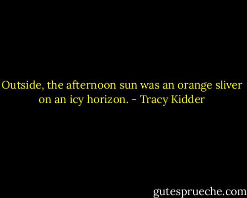 Outside, the afternoon sun was an orange sliver on an icy horizon. - Tracy Kidder