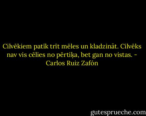 Cilvēkiem patīk trīt mēles un kladzināt. Cilvēks nav vis cēlies no pērtiķa, bet gan no vistas. - Carlos Ruiz Zafón