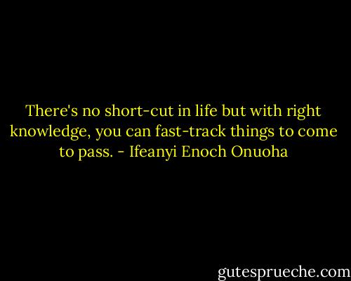 There's no short-cut in life but with right knowledge, you can fast-track things to come to pass. - Ifeanyi Enoch Onuoha