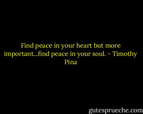 Find peace in your heart but more important...find peace in your soul. - Timothy Pina