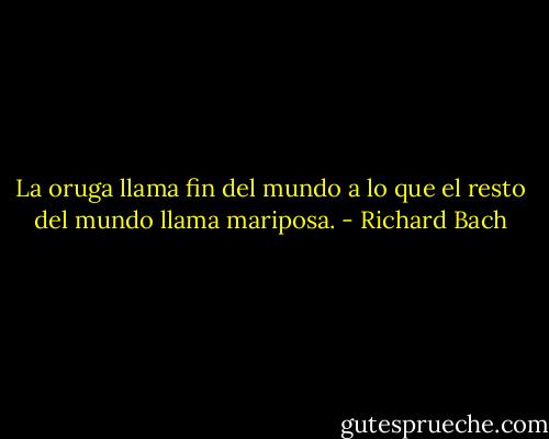 La oruga llama fin del mundo a lo que el resto del mundo llama mariposa. - Richard Bach