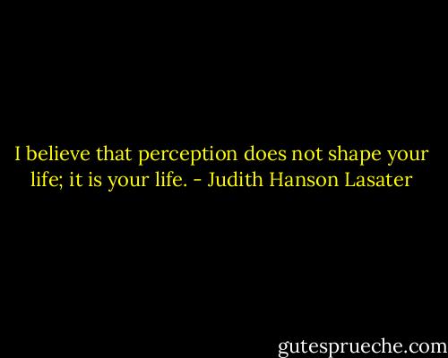 I believe that perception does not shape your life; it is your life. - Judith Hanson Lasater