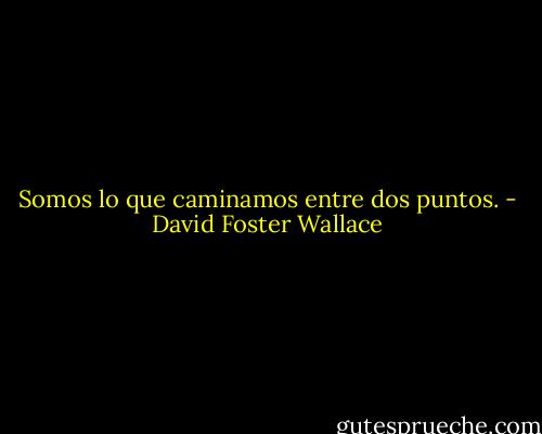 Somos lo que caminamos entre dos puntos. - David Foster Wallace