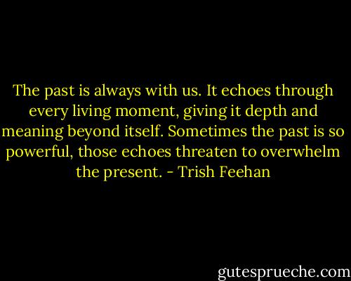 The past is always with us. It echoes through every living moment, giving it depth and meaning beyond itself. Sometimes the past is so powerful, those echoes threaten to overwhelm the present. - Trish Feehan