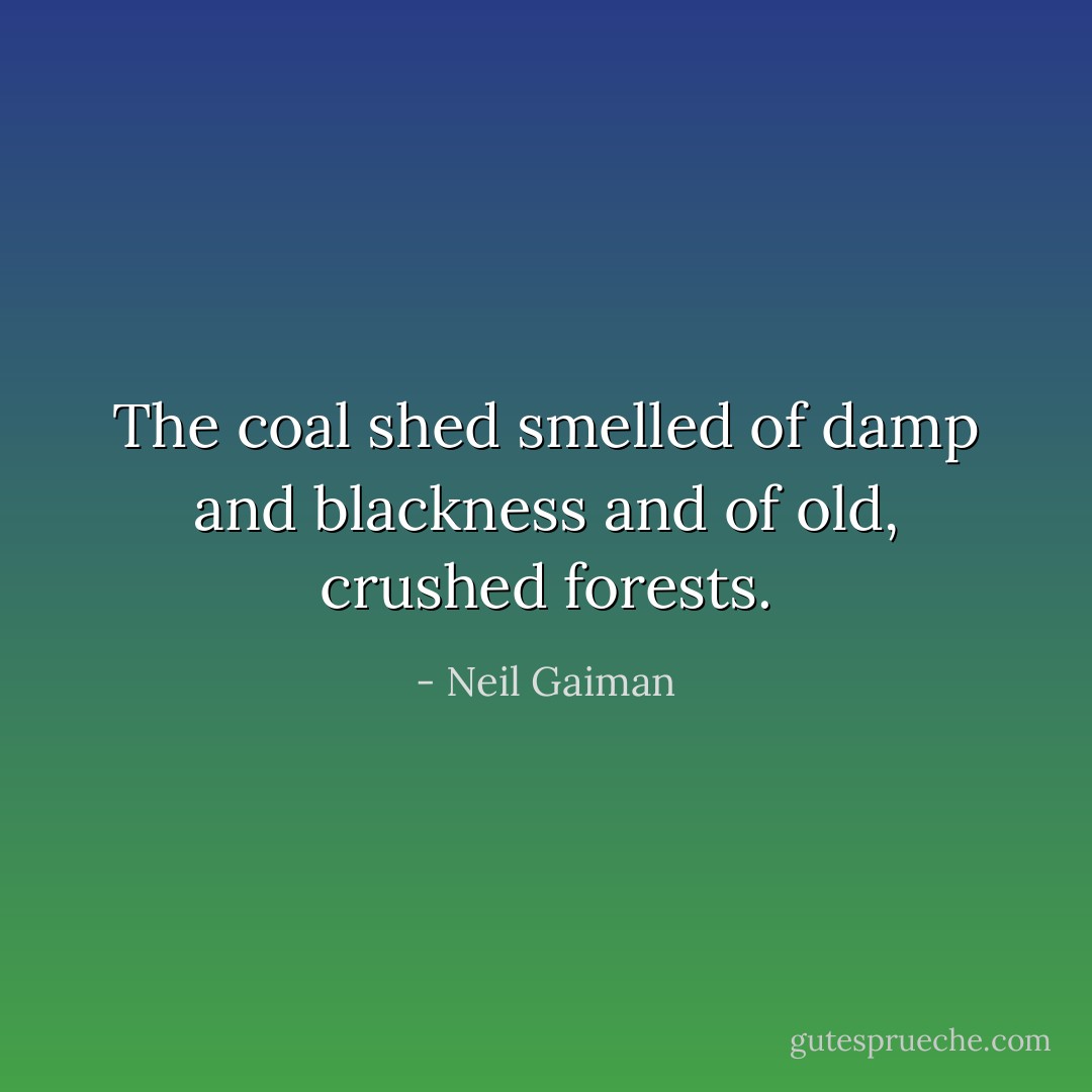 The coal shed smelled of damp and blackness and of old, crushed forests. - Neil Gaiman
