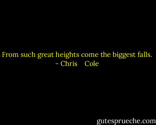 From such great heights come the biggest falls. - Chris    Cole