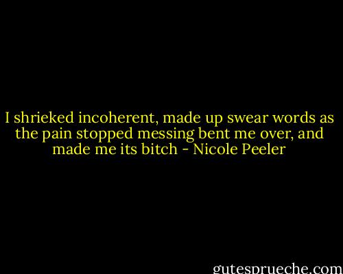 I shrieked incoherent, made up swear words as the pain stopped messing bent me over, and made me its bitch - Nicole Peeler
