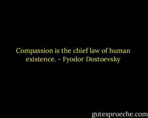 Compassion is the chief law of human existence. - Fyodor Dostoevsky