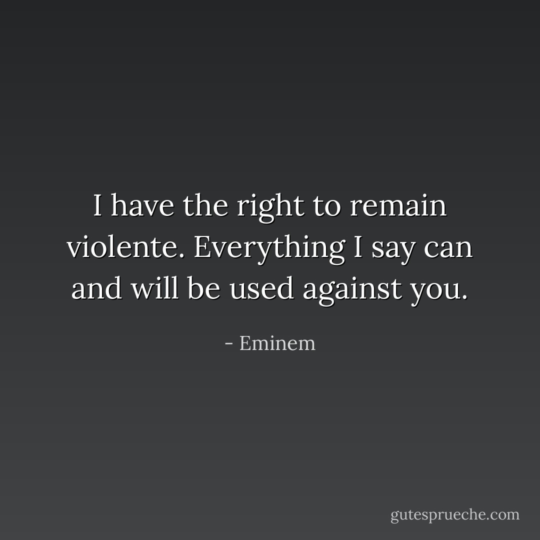 I have the right to remain violente. Everything I say can and will be used against you. - Eminem