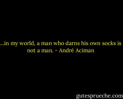 ...in my world, a man who darns his own socks is not a man. - André Aciman