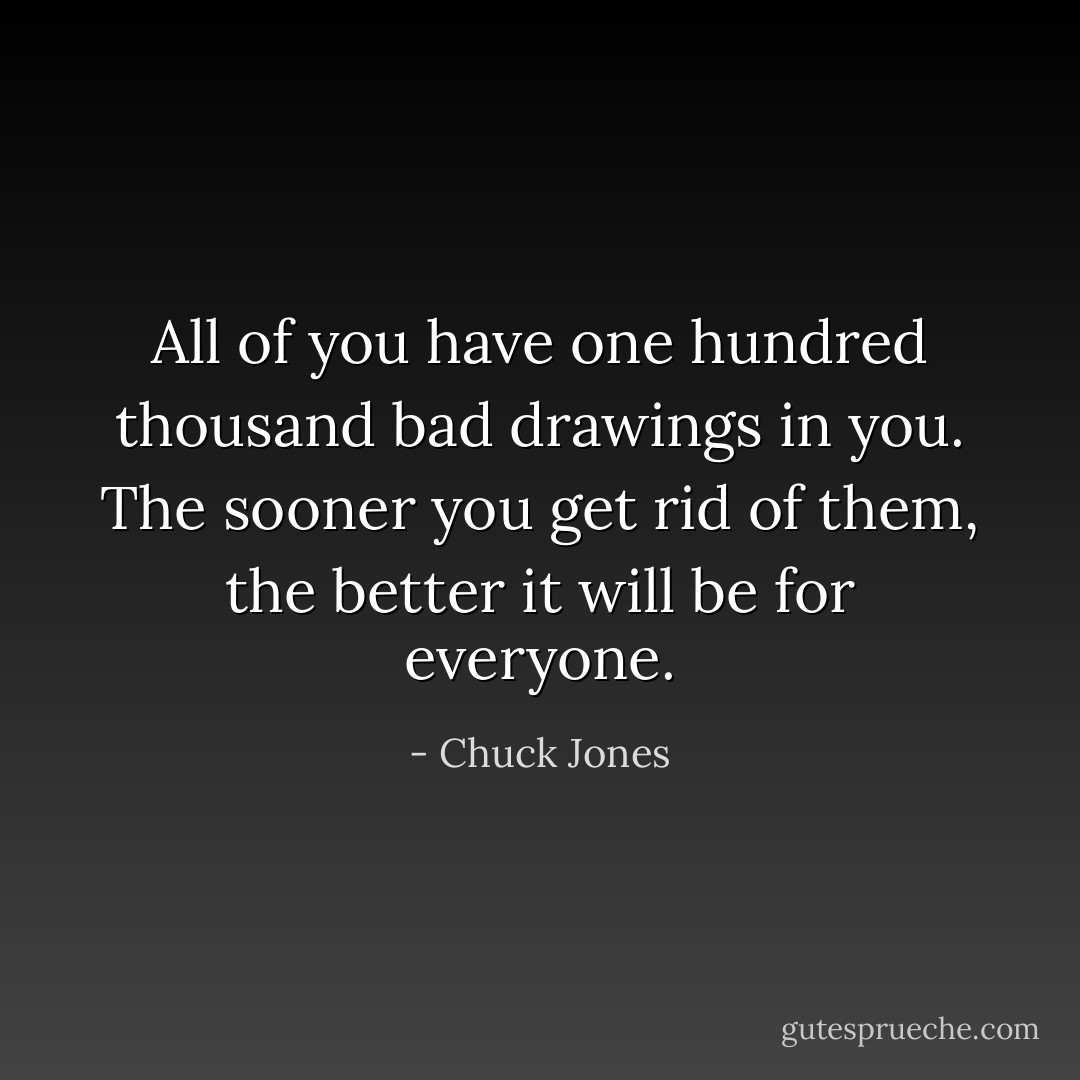 All of you have one hundred thousand bad drawings in you. The sooner you get rid of them, the better it will be for everyone. - Chuck Jones