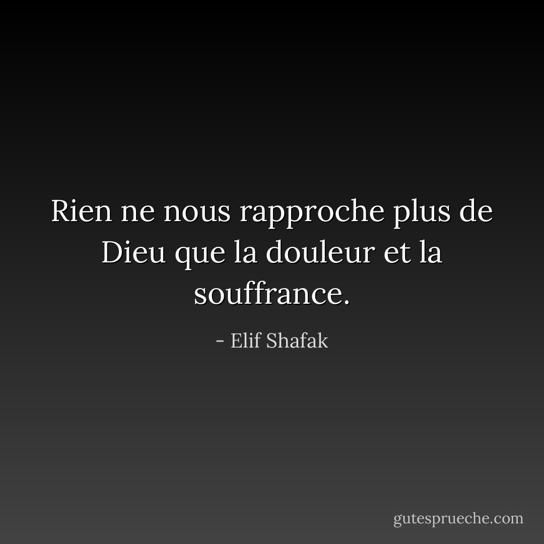 Rien ne nous rapproche plus de Dieu que la douleur et la souffrance. - Elif Shafak