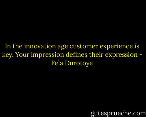 In the innovation age customer experience is key. Your impression defines their expression - Fela Durotoye