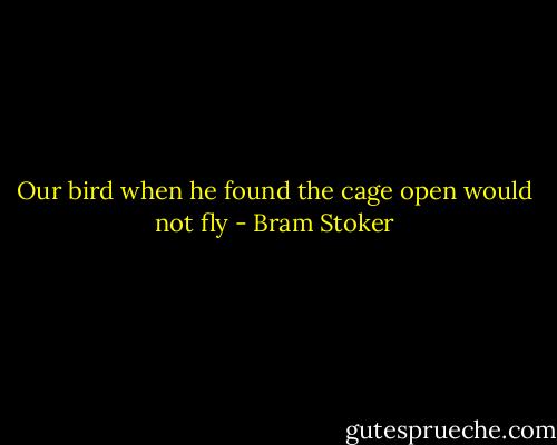 Our bird when he found the cage open would not fly - Bram Stoker