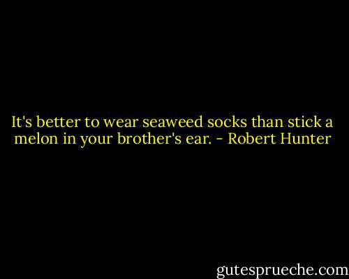 It's better to wear seaweed socks than stick a melon in your brother's ear. - Robert Hunter