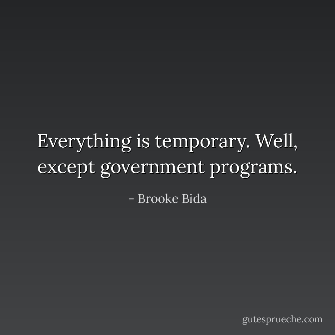 Everything is temporary. Well, except government programs. - Brooke Bida