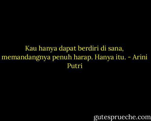 Kau hanya dapat berdiri di sana, memandangnya penuh harap. Hanya itu. - Arini Putri