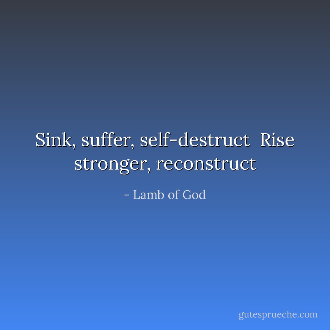 Sink, suffer, self-destruct <br />Rise stronger, reconstruct - Lamb of God