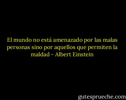 El mundo no está amenazado por las malas personas sino por aquellos que permiten la maldad - Albert Einstein