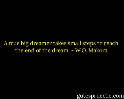 A true big dreamer takes small steps to reach the end of the dream. - W.O. Makora