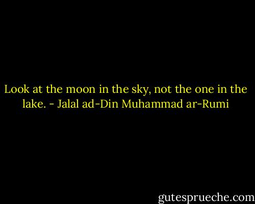 Look at the moon in the sky, not the one in the lake. - Jalal ad-Din Muhammad ar-Rumi