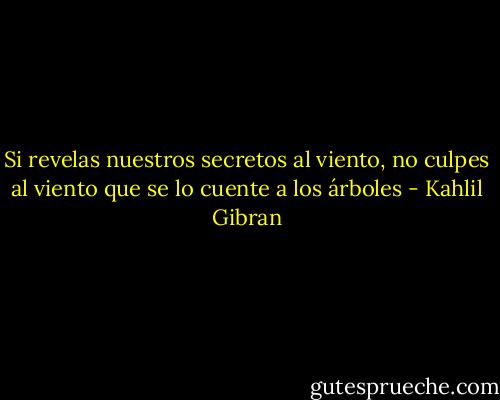 Si revelas nuestros secretos al viento, no culpes al viento que se lo cuente a los árboles - Kahlil Gibran