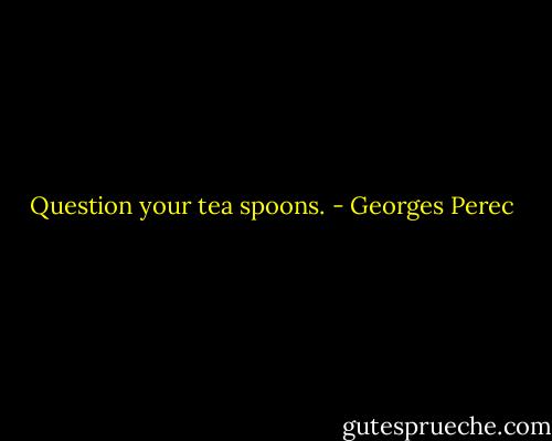 Question your tea spoons. - Georges Perec