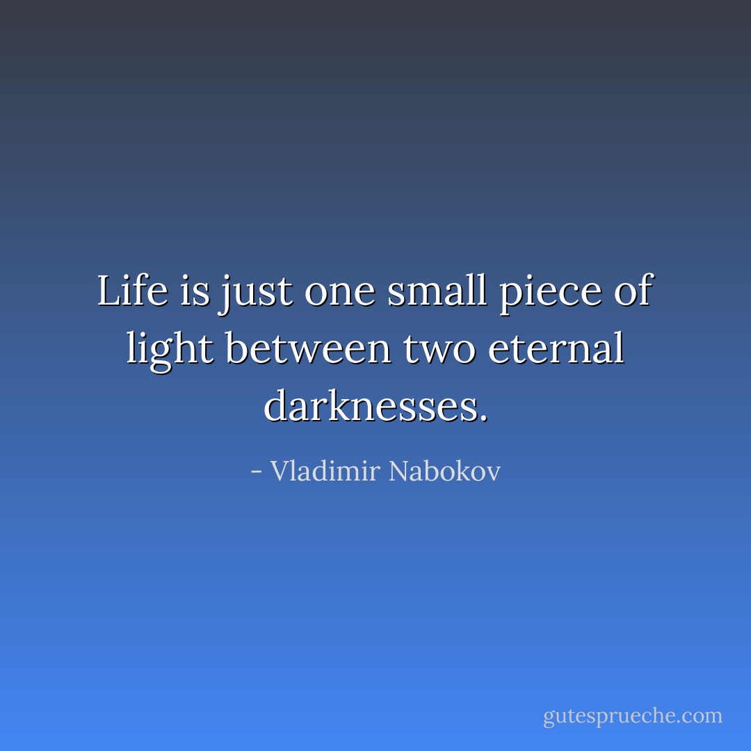 Life is just one small piece of light between two eternal darknesses. - Vladimir Nabokov