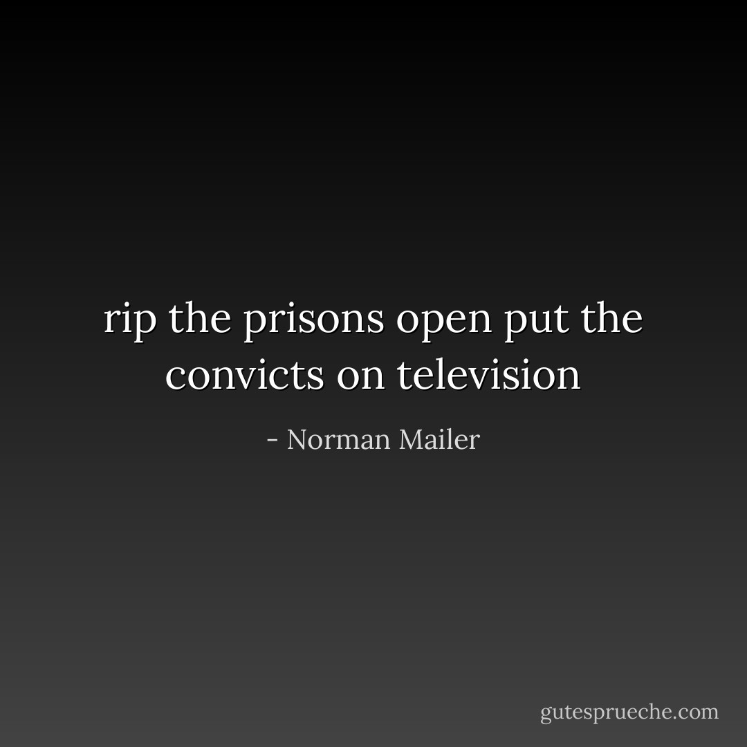 rip the prisons<br />open<br />put the<br />convicts<br />on<br />television - Norman Mailer
