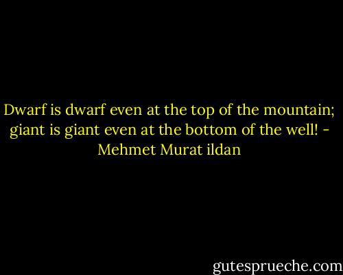 Dwarf is dwarf even at the top of the mountain; giant is giant even at the bottom of the well! - Mehmet Murat ildan