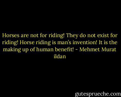 Horses are not for riding! They do not exist for riding! Horse riding is man’s invention! It is the making up of human benefit! - Mehmet Murat ildan