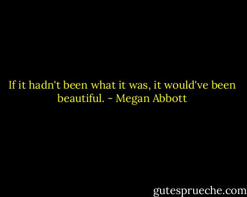 If it hadn't been what it was, it would've been beautiful. - Megan Abbott