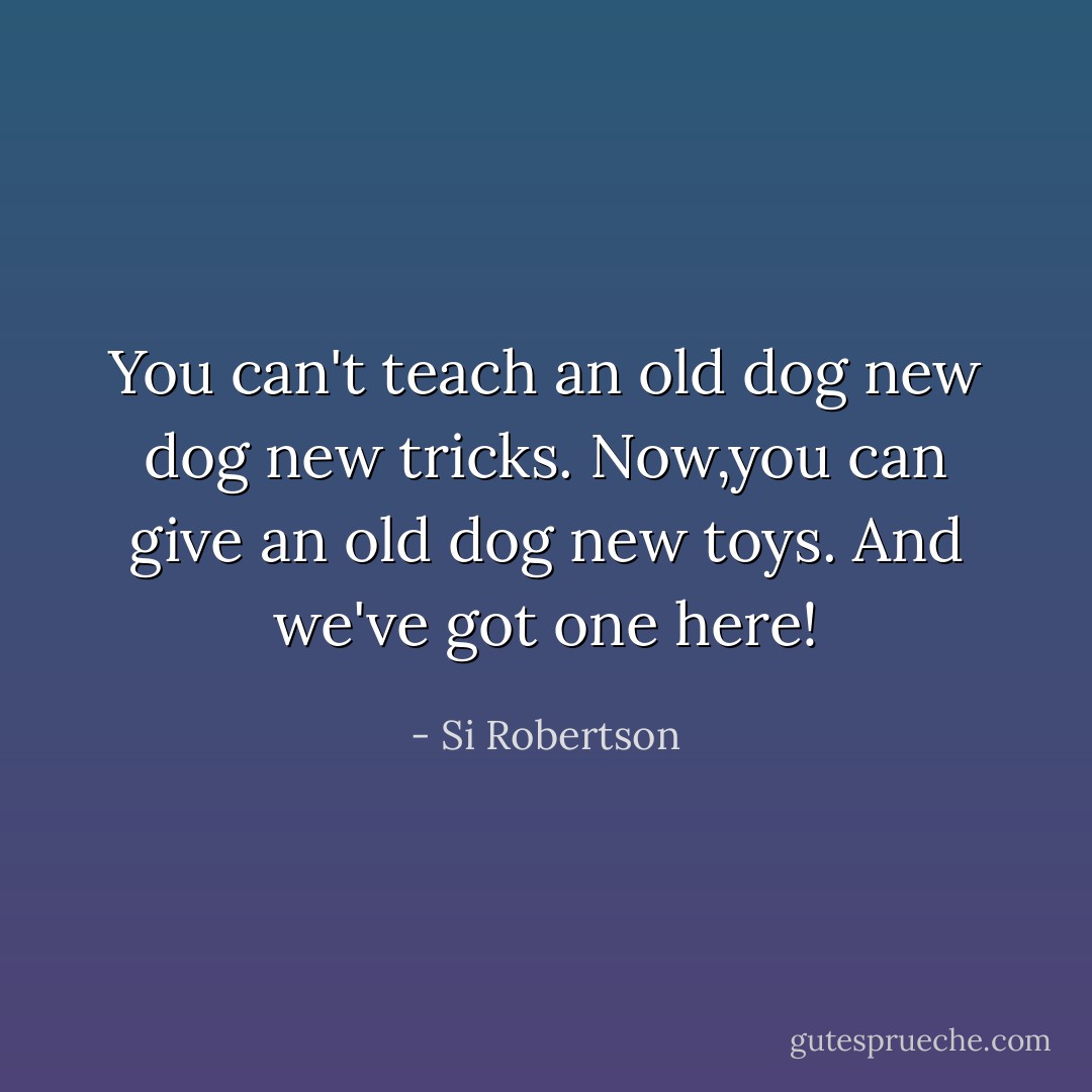 You can't teach an old dog new dog new tricks. Now,you can give an old dog new toys. And we've got one here! - Si Robertson