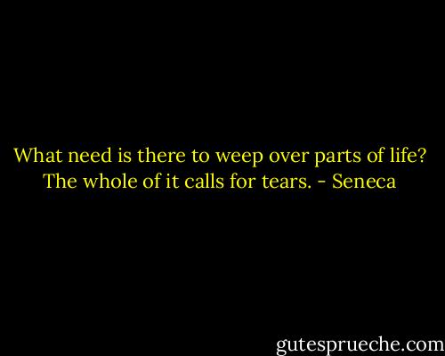 What need is there to weep over parts of life? The whole of it calls for tears. - Seneca