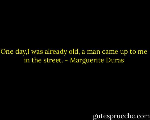 One day,I was already old, a man came up to me in the street. - Marguerite Duras