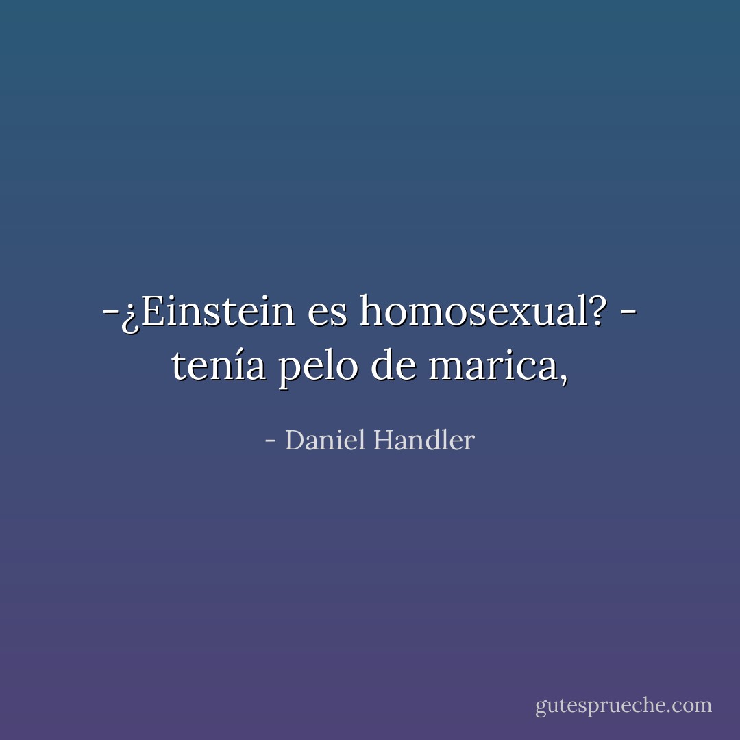 -¿Einstein es homosexual?<br />- tenía pelo de marica, - Daniel Handler