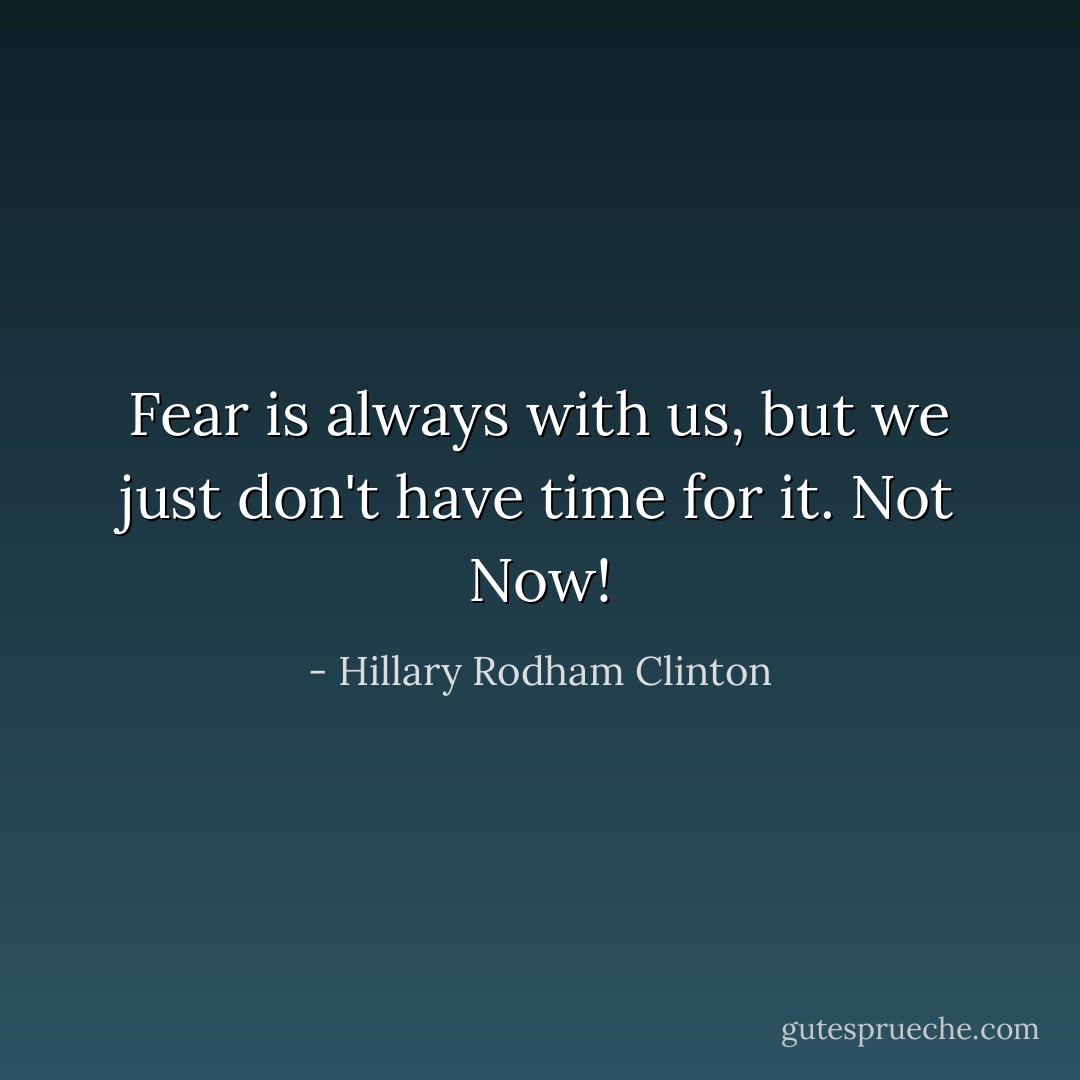 Fear is always with us, but we just don't have time for it. Not Now! - Hillary Rodham Clinton