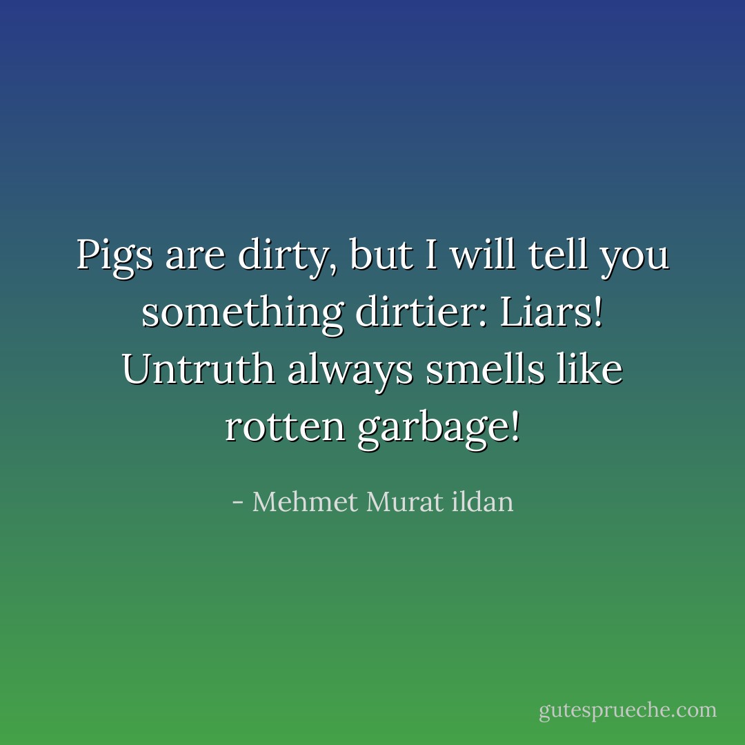 Pigs are dirty, but I will tell you something dirtier: Liars! Untruth always smells like rotten garbage! - Mehmet Murat ildan
