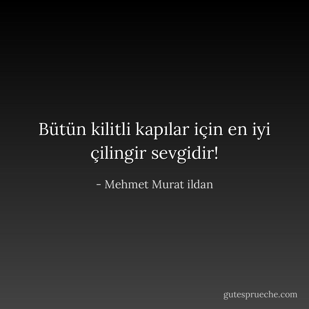 Bütün kilitli kapılar için en iyi çilingir sevgidir! - Mehmet Murat ildan