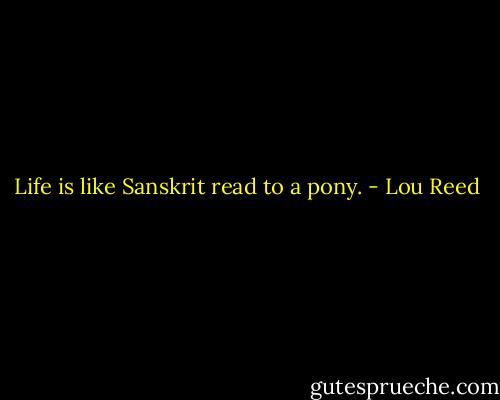 Life is like Sanskrit read to a pony. - Lou Reed