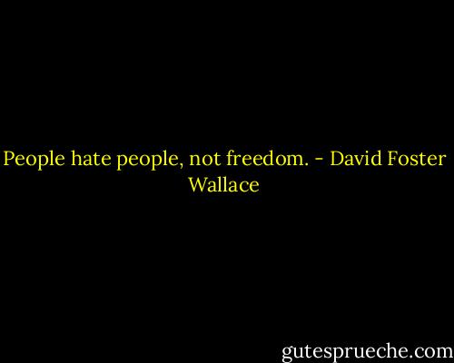 People hate people, not freedom. - David Foster Wallace