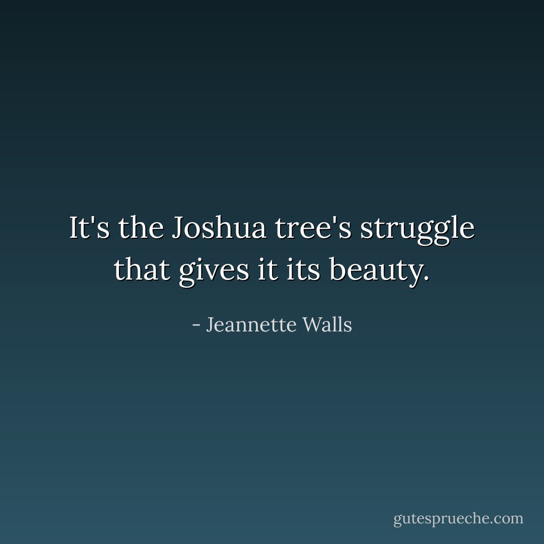 It's the Joshua tree's struggle that gives it its beauty. - Jeannette Walls