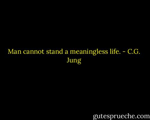 Man cannot stand a meaningless life. - C.G. Jung