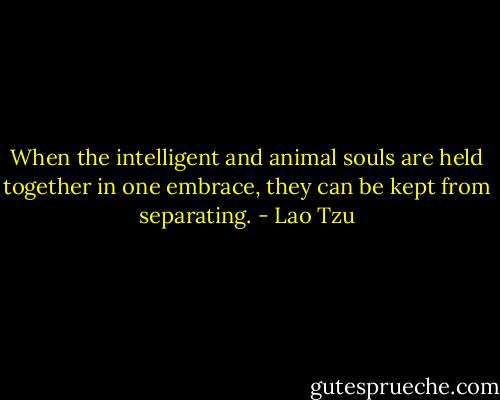 When the intelligent and animal souls are held together in one embrace, they can be kept from separating. - Lao Tzu